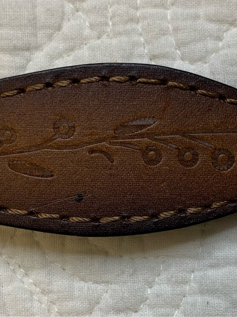 Vintage-Style Brown Leather Western Belt with Silver Buckle - Picture 5 of 12